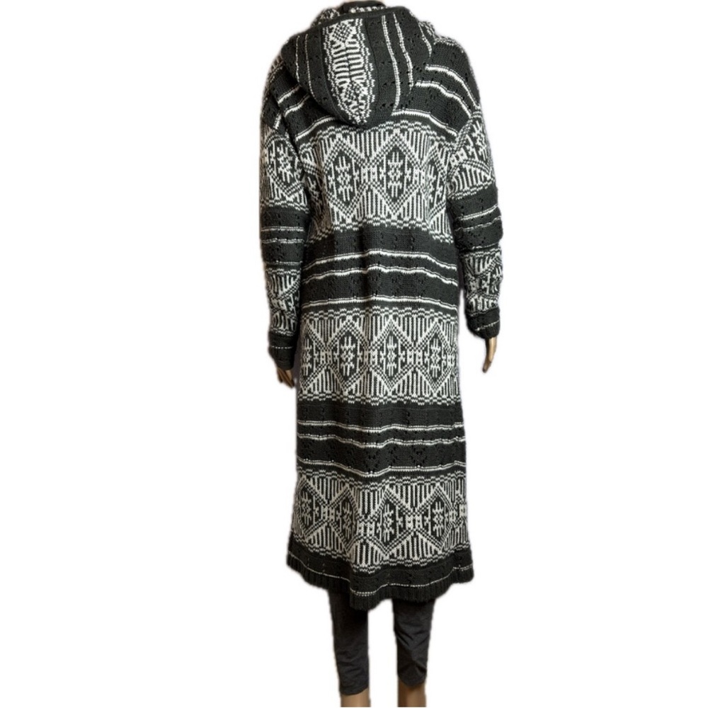 Forever 21 extra long winter open cardigan hooded sweater with slouch pockets - Picture 2 of 16